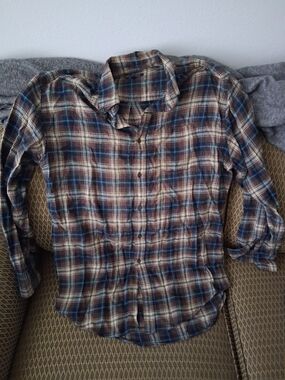 croft & barrow Blue and Brown Plaid Men's Flannel M